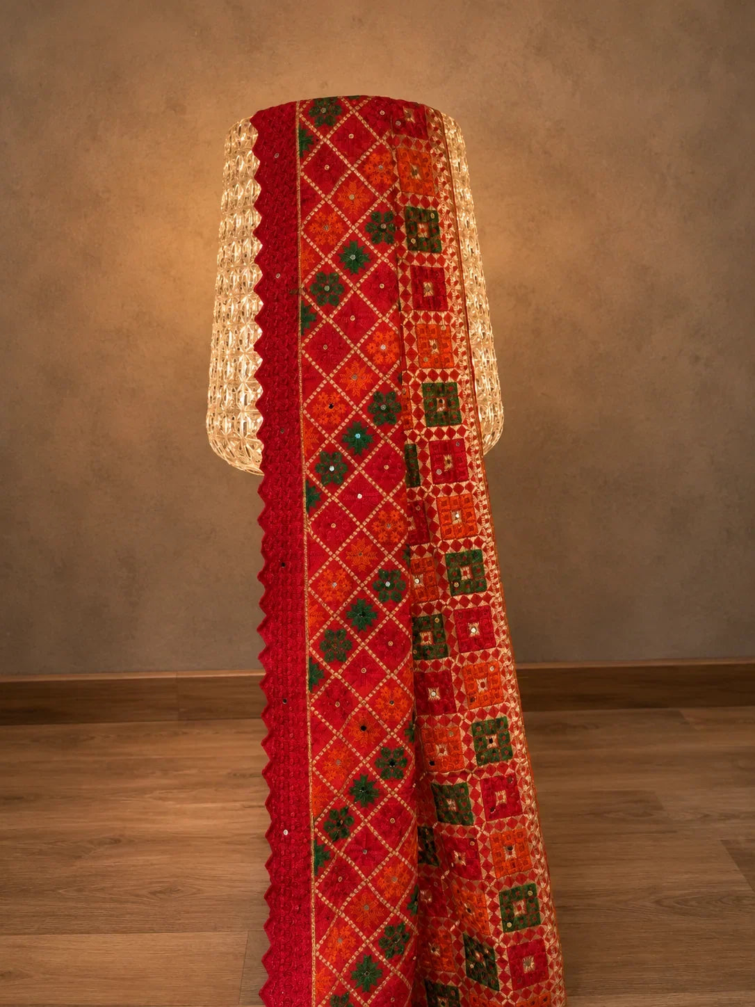 Red Phulkari Fashion Dupatta