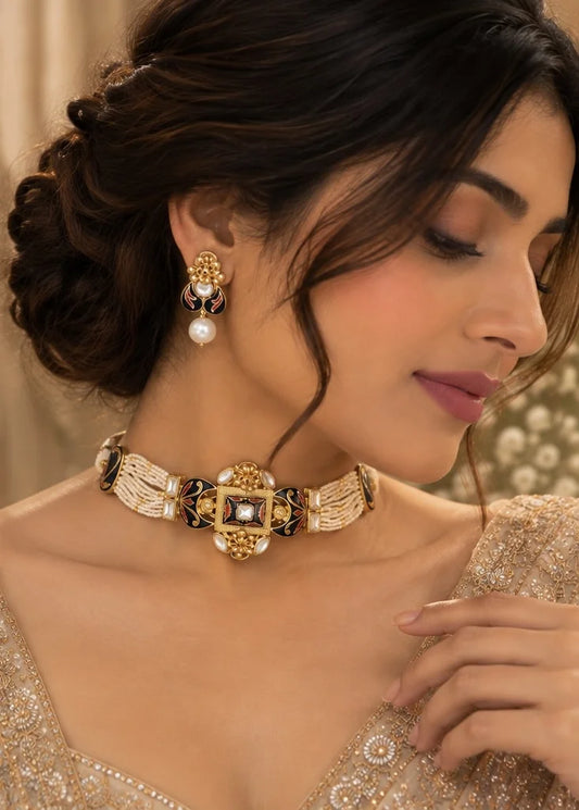 Royal Meenakari Choker Set – worn