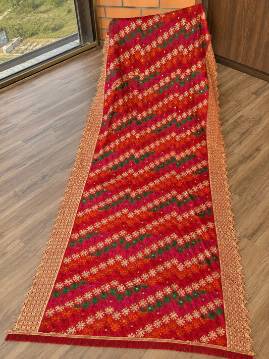 Buy Statement Phulkari Dupatta & Pure Red Chunni