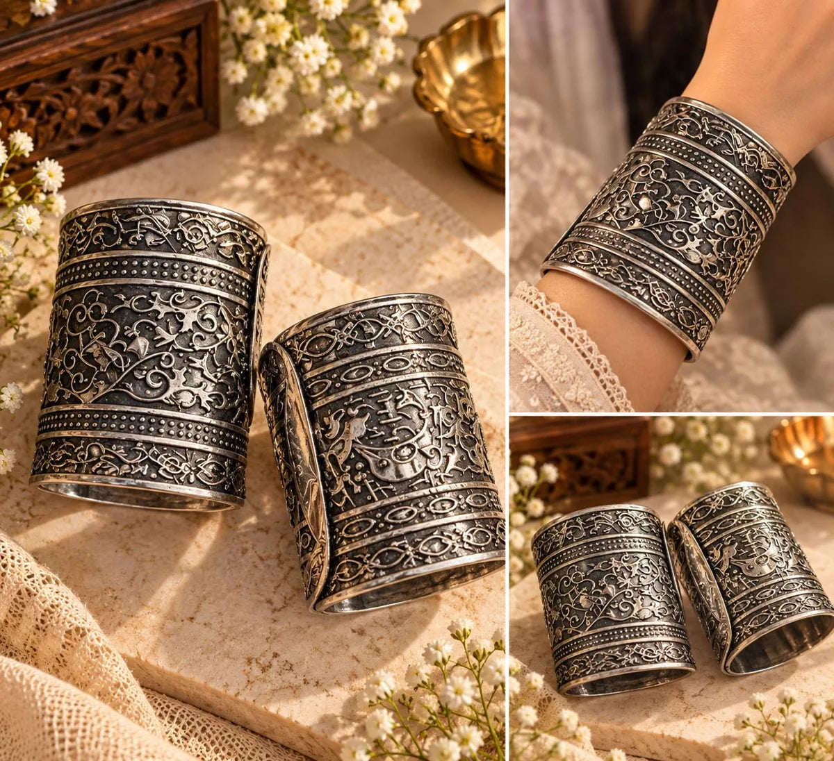 Antique Oxidized Silver Cuff Bracelet
