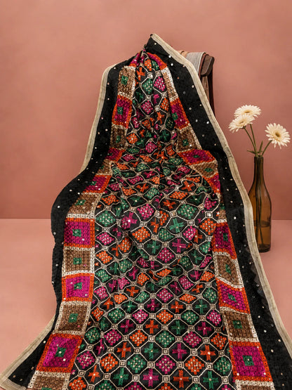 Buy Designer Yellow Dupatta for Women & Black Chunni