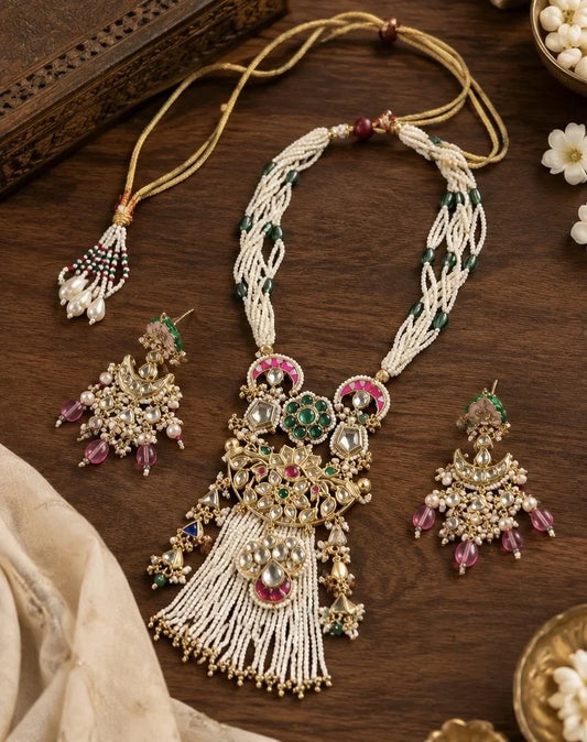 Emerald & Pearl Bridal Necklace Set