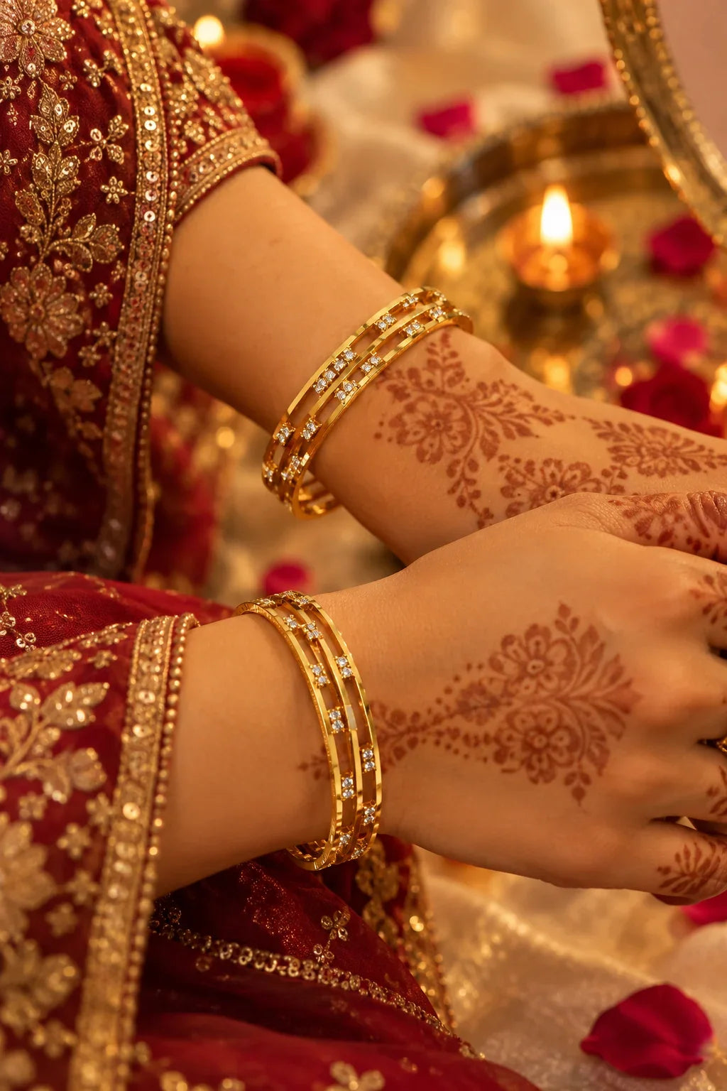 Golden Whisper Diamond Studded Bangles