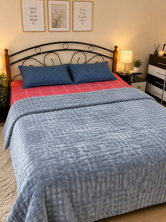 Gray Ribbed Plush Blanket