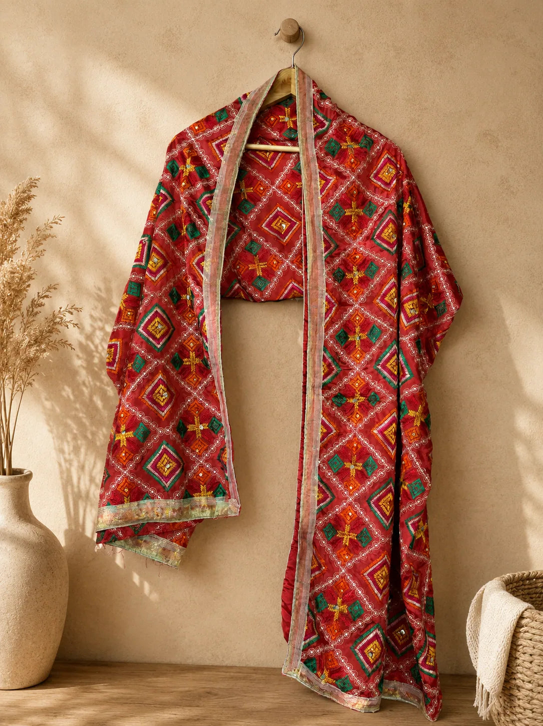 buy-Handcrafted Punjabi Phulkari Dupatta