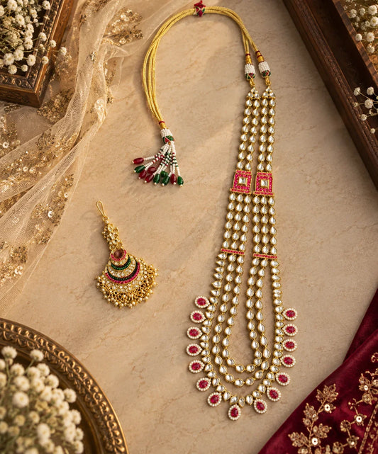 Kundan Meenakari Long Necklace Set