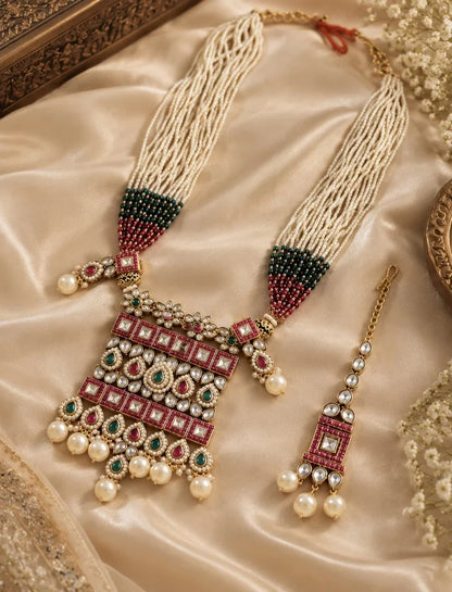 Multicolor Kundan Choker & Maang Tikka Set
