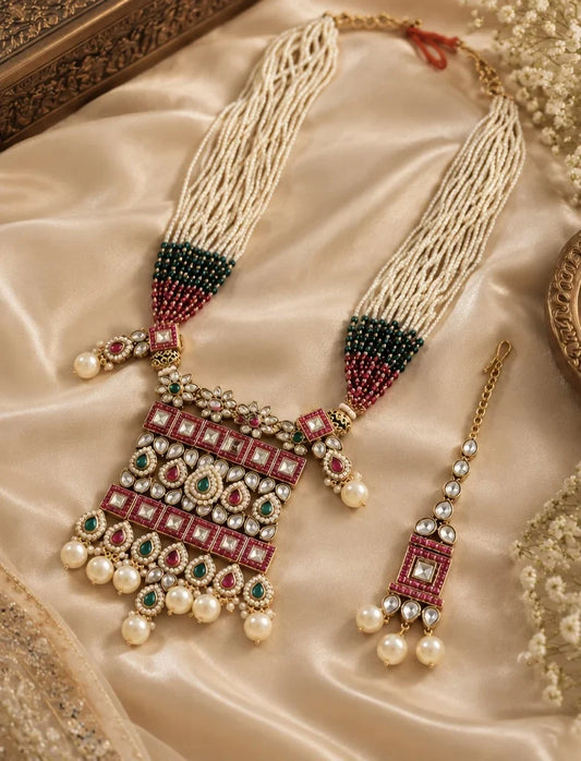 Multicolor Kundan Choker & Maang Tikka Set