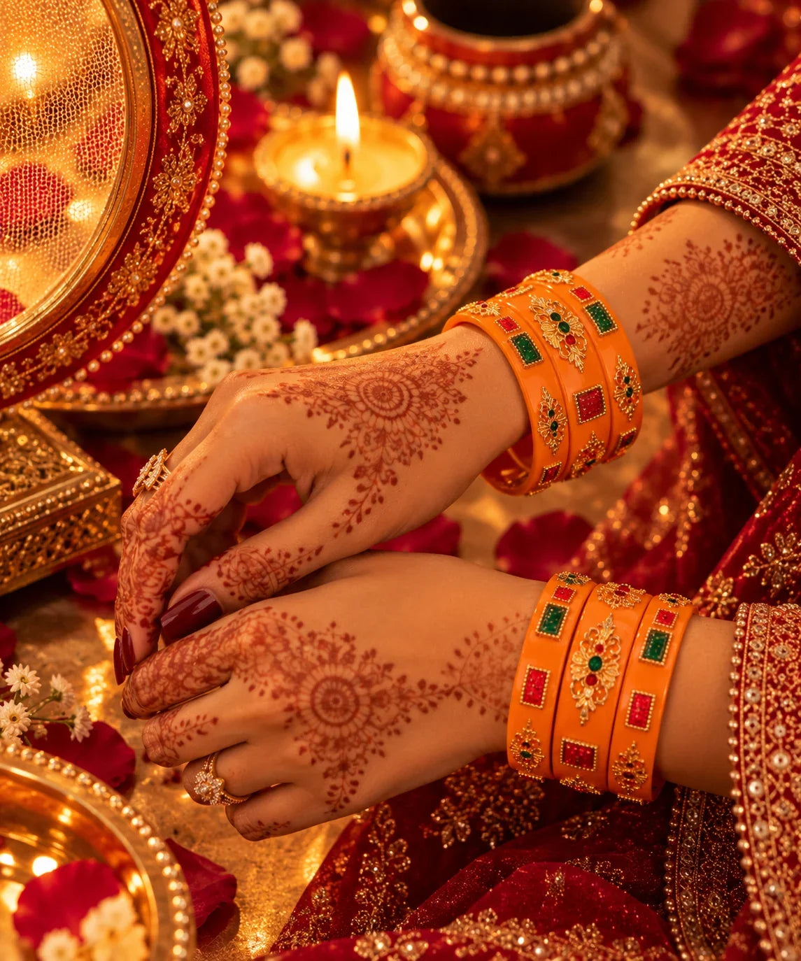 Orange Meenakari Bangles