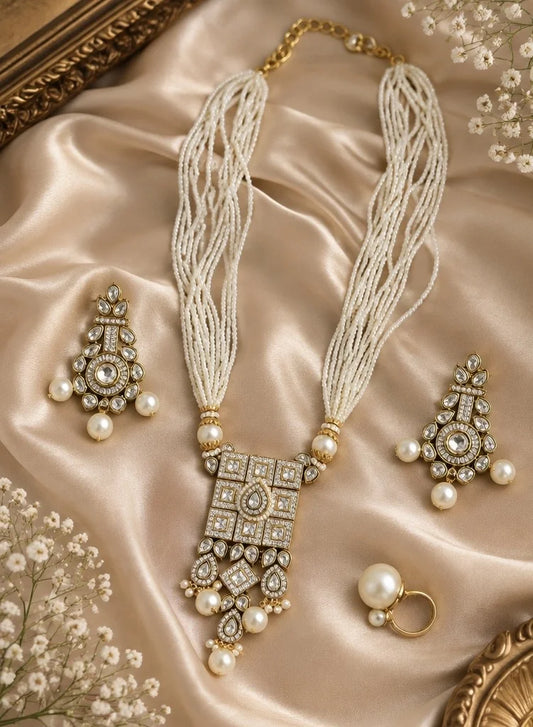 Pearl Kundan Necklace Set