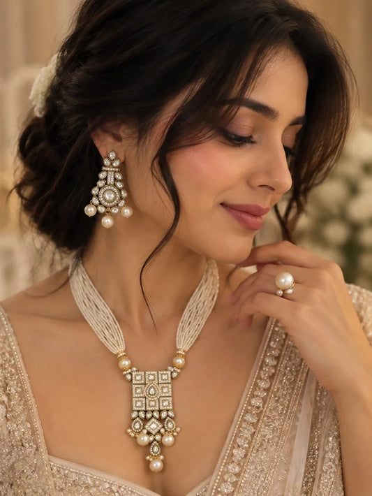 Pearl Kundan Necklace Set – worn