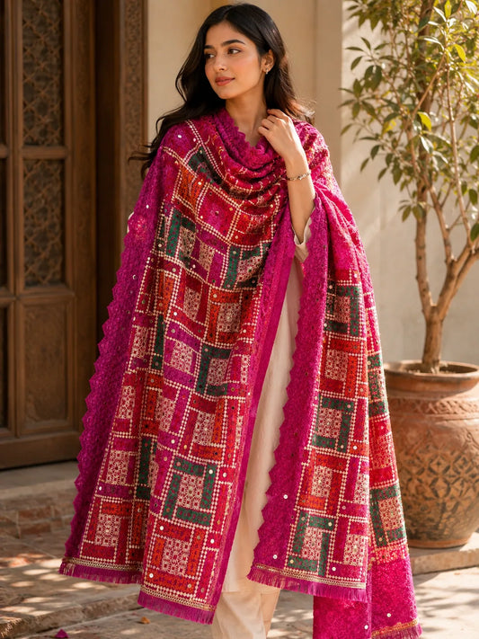 Buy Premium Cultural Phulkari Dupatta & Pink Chunni | Chits!
