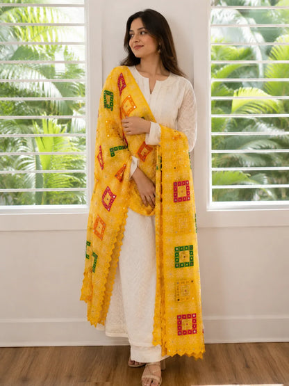 Premium Yellow Phulkari Dupatta