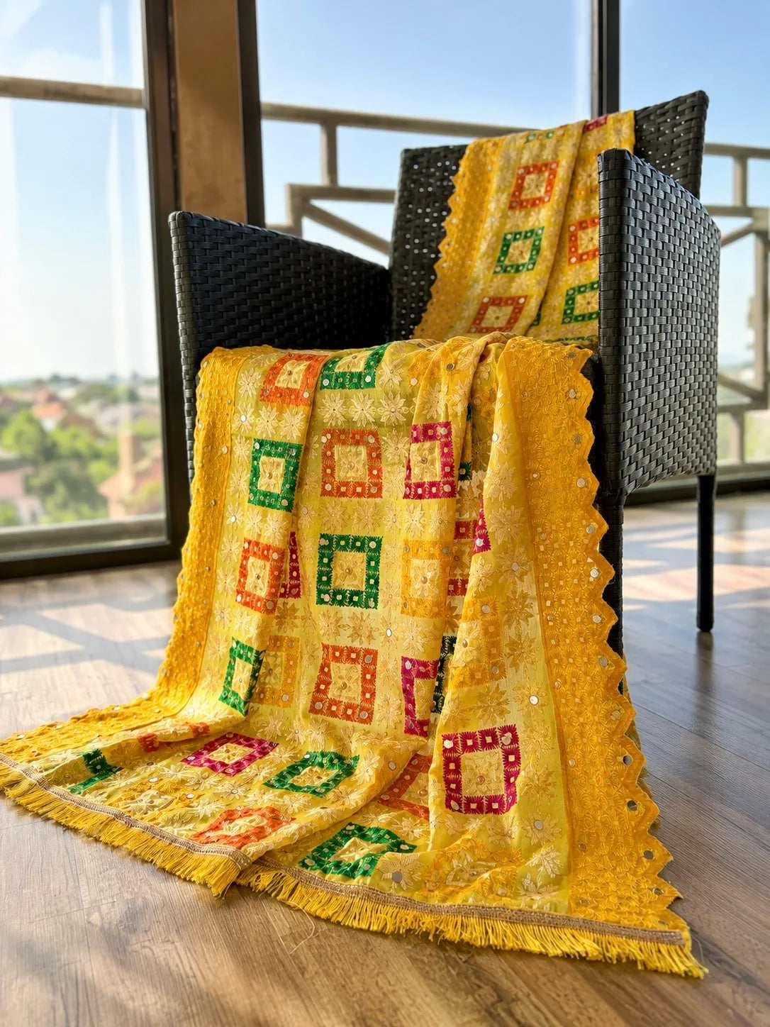 buy Premium Yellow Phulkari Dupatta