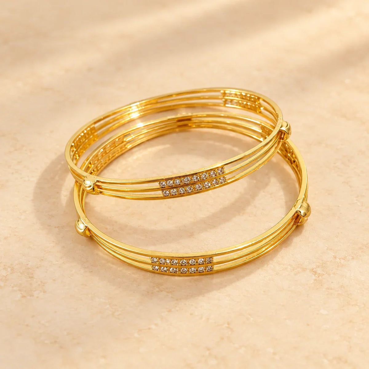 Radiant Elegance Gold-Tone Bangles