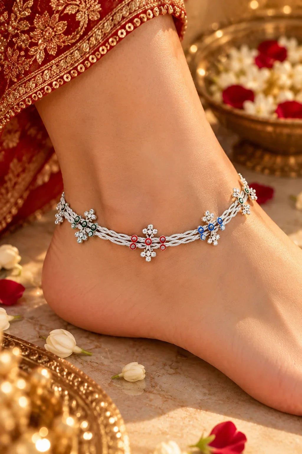 Rainbow Blossom Anklet