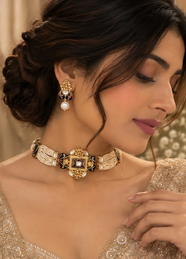 Royal Meenakari Choker Set – worn