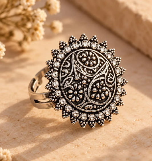 Statement Oxidized Silver Ring