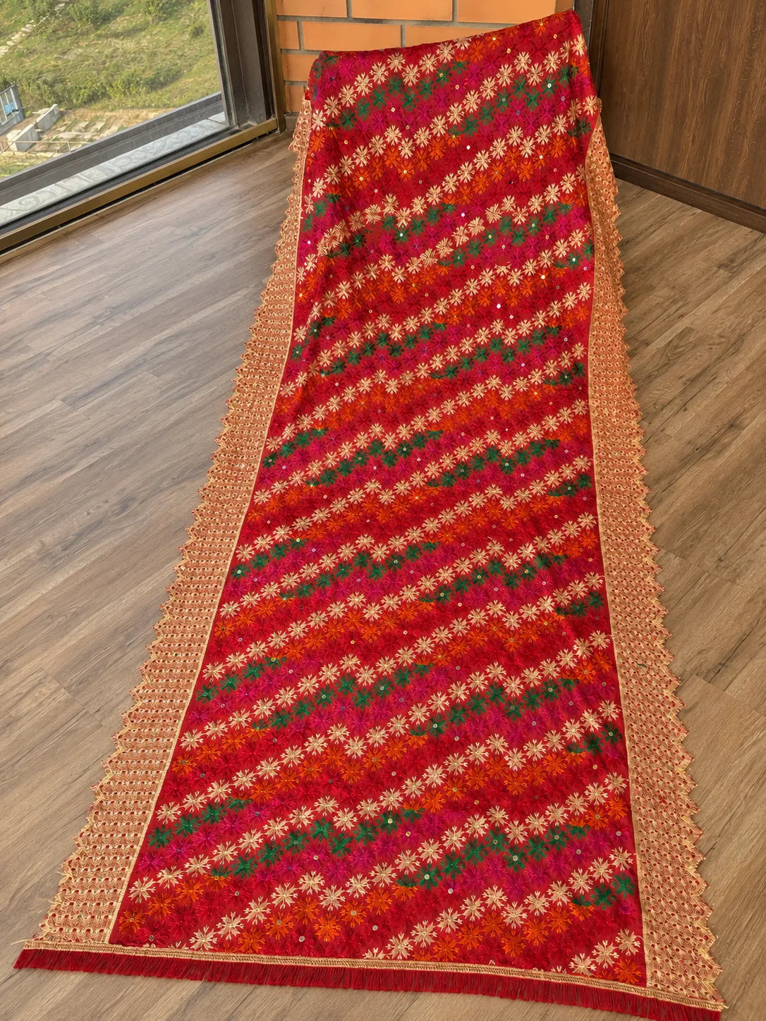 Buy Statement Phulkari Dupatta & Pure Red Chunni 