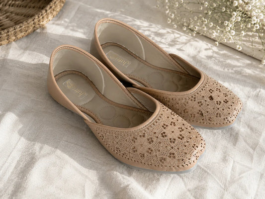 The Chits Beige Floral Comfort Mule for Women