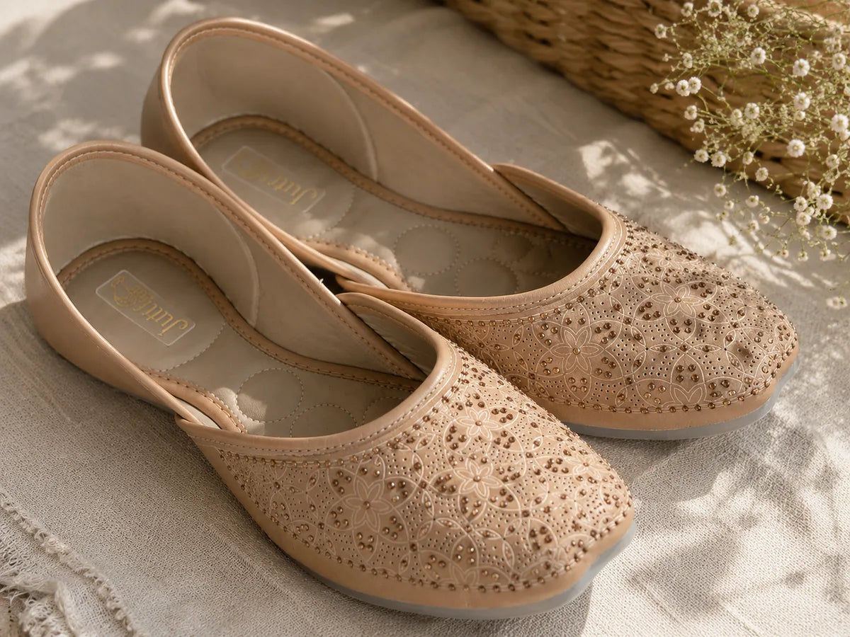 The Chits Beige Floral Comfort Mule for Women
