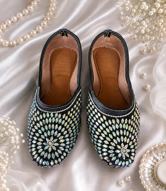 The Chits Midnight Crystal Embellished Party Wear Jutti