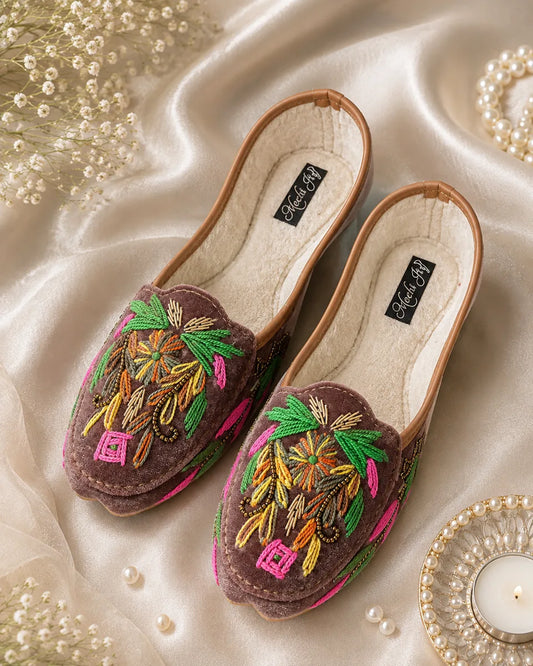 The Chits Rosewood Floral Hand-Embroidered Women's Jutti