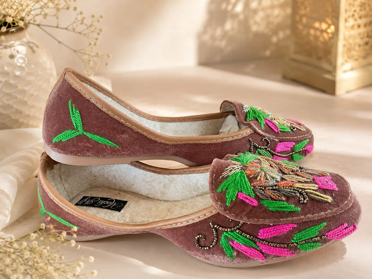 The Chits Rosewood Floral Hand-Embroidered Women's Jutti